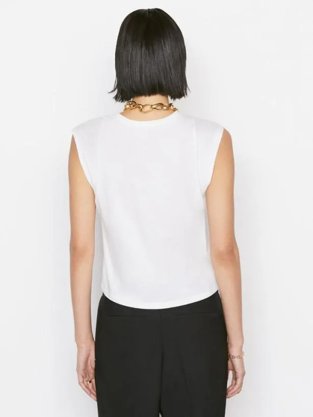 Frame Le High Rise Muscle Tee In Blanc Blanc Women Tanks and Tees Frame Le High Rise Muscle Tee In Blanc Blanc Women Tanks and Tees
