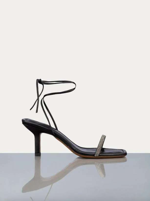 Frame Le Ozzie Lace Up Sandal In NoirSilver Noirsilver Women Accessories