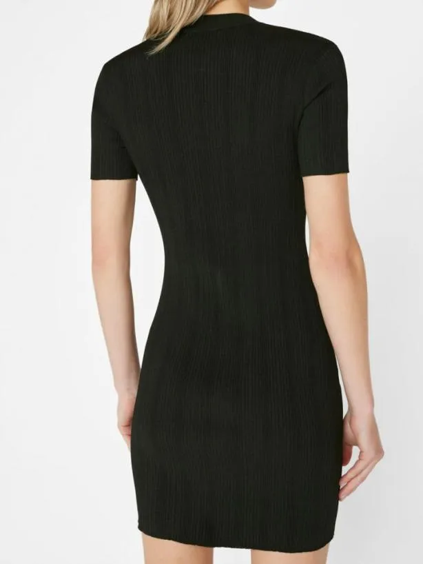 Frame Mixed Rib Cutout Mini Dress In Noir Noir Women Dresses and Jumpsuits Frame Mixed Rib Cutout Mini Dress In Noir Noir Women Dresses and Jumpsuits