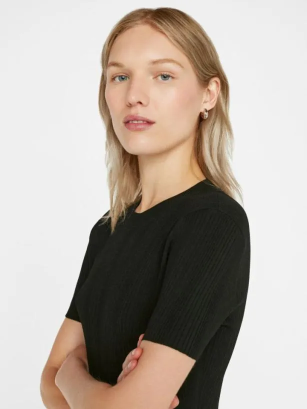 Frame Mixed Rib Cutout Mini Dress In Noir Noir Women Dresses and Jumpsuits Frame Mixed Rib Cutout Mini Dress In Noir Noir Women Dresses and Jumpsuits