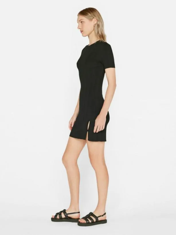 Frame Mixed Rib Cutout Mini Dress In Noir Noir Women Dresses and Jumpsuits Frame Mixed Rib Cutout Mini Dress In Noir Noir Women Dresses and Jumpsuits