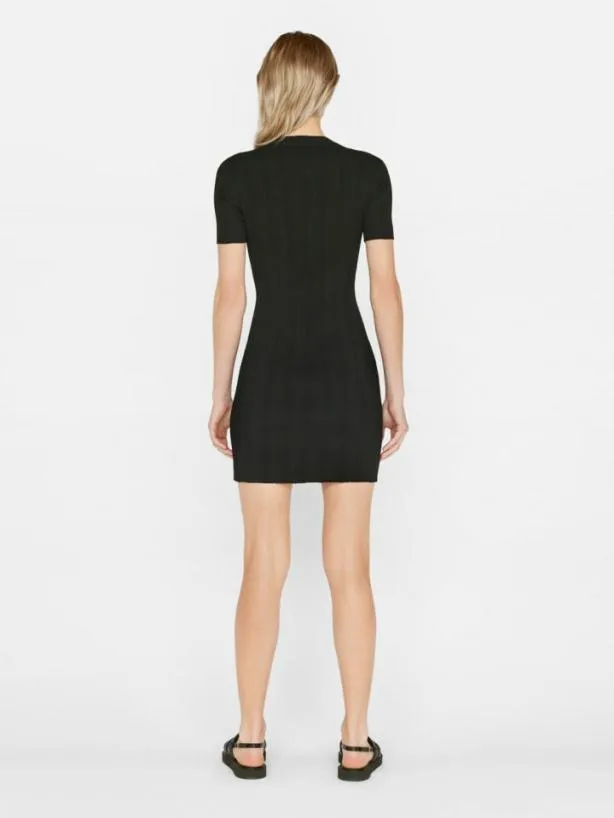 Frame Mixed Rib Cutout Mini Dress In Noir Noir Women Dresses and Jumpsuits Frame Mixed Rib Cutout Mini Dress In Noir Noir Women Dresses and Jumpsuits
