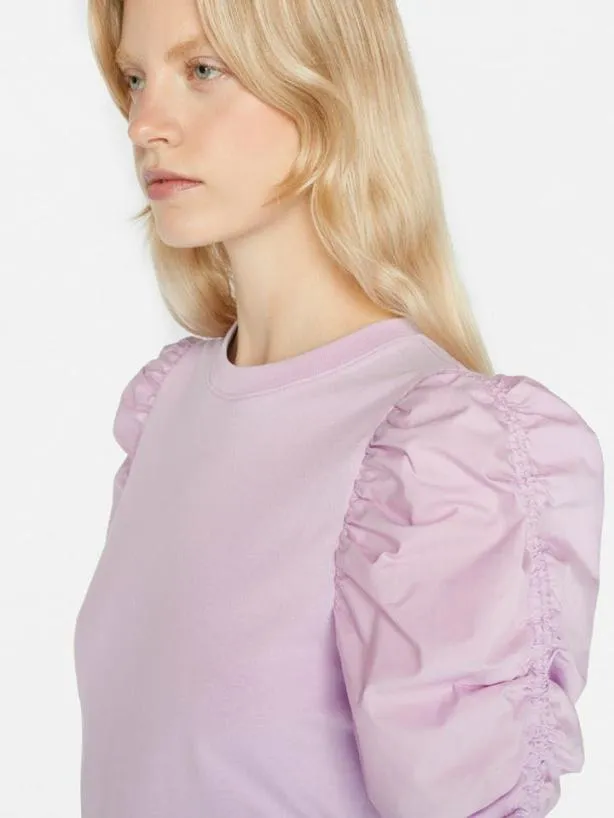 Frame Ruched Tie Sleeve Tee In Lilac Lilac Women Tanks and Tees Frame Ruched Tie Sleeve Tee In Lilac Lilac Women Tanks and Tees
