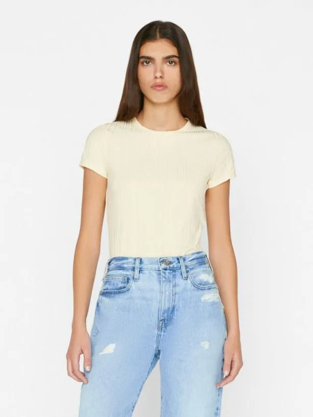 Frame Shrunken Tee In Butter Butter Women Tanks and Tees