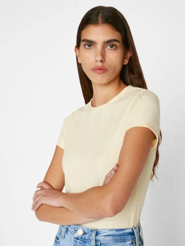Frame Shrunken Tee In Butter Butter Women Tanks and Tees Frame Shrunken Tee In Butter Butter Women Tanks and Tees