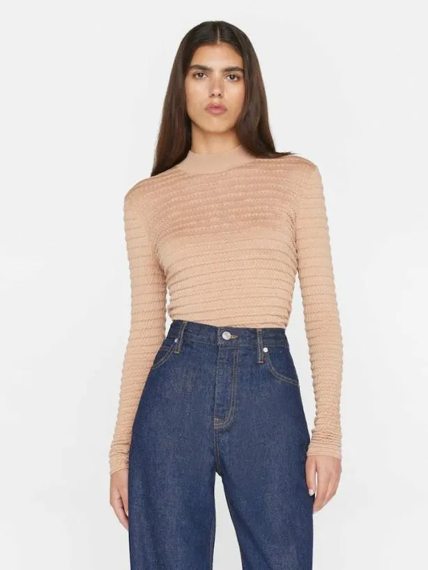 Frame Smocked Mockneck Sweater In Blush Blush Women Tops and Blouses