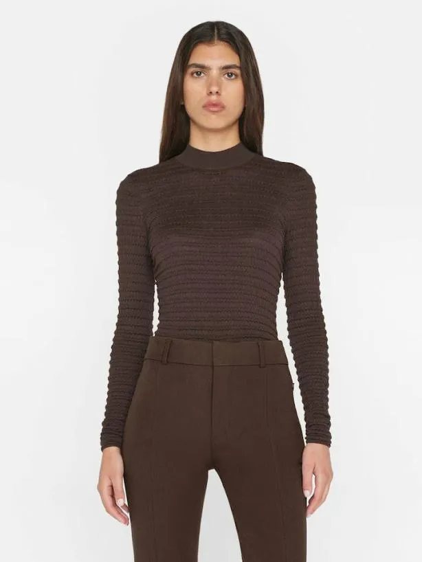 Frame Smocked Mockneck Sweater In Espresso Espresso Women Tops and Blouses Frame Smocked Mockneck Sweater In Espresso Espresso Women Tops and Blouses