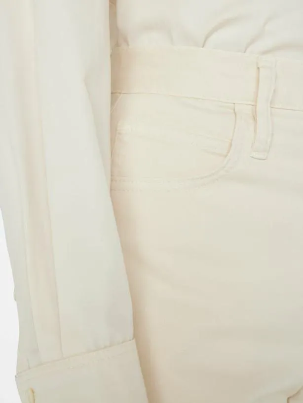 Frame Ultra High Rise Barrel In Bone Bone Women Pants Frame Ultra High Rise Barrel In Bone Bone Women Pants