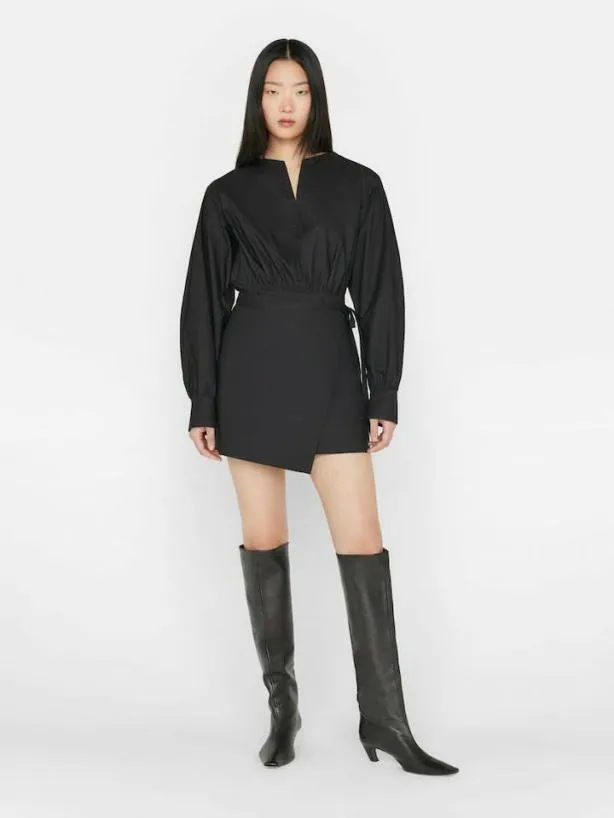 Frame Wrap Mini Dress In Noir Noir Women Dresses and Jumpsuits
