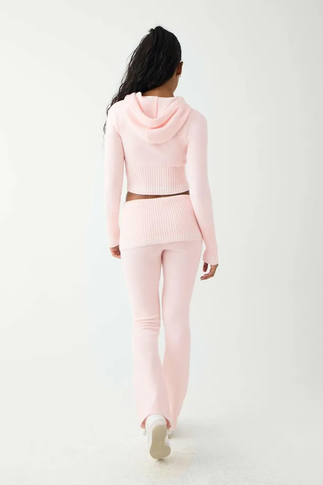 Frankies Bikinis Aimee Cloud Knit Flare Pant Rosebud Pink Women Bottoms