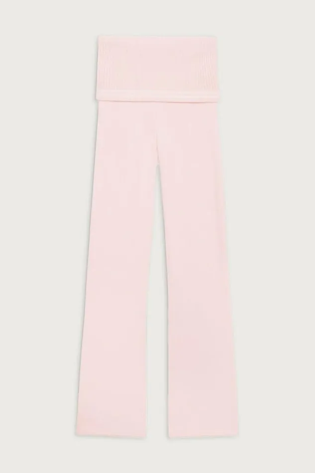 Frankies Bikinis Aimee Cloud Knit Flare Pant Rosebud Pink Women Bottoms