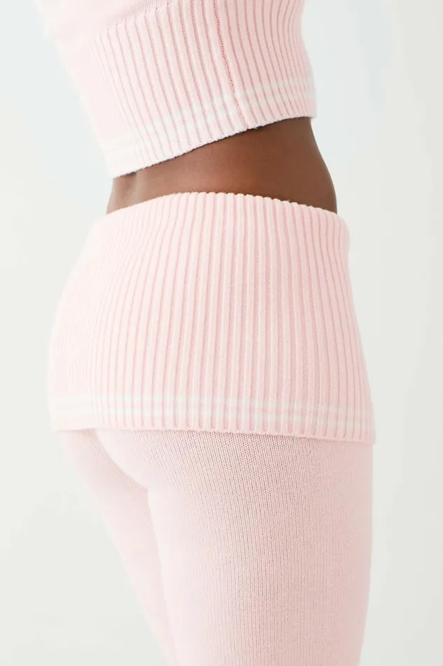 Frankies Bikinis Aimee Cloud Knit Flare Pant Rosebud Pink Women Bottoms