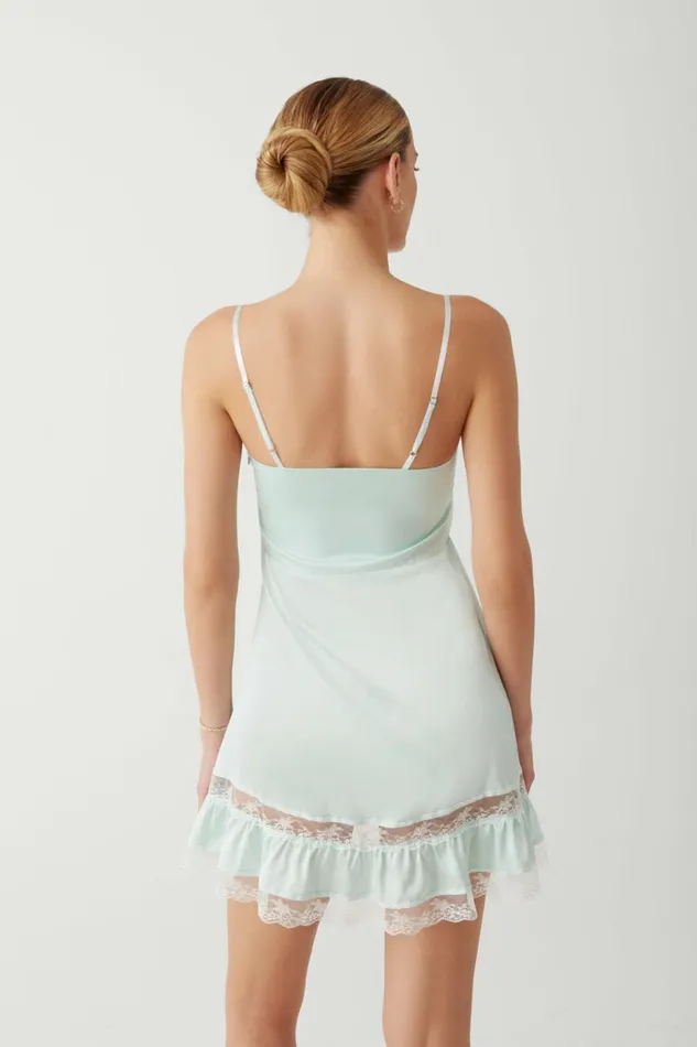 Frankies Bikinis Carson Satin Mini Dress Pistachio Women Dresses
