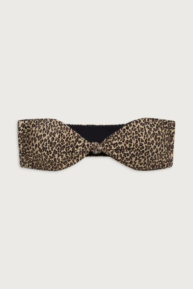 Frankies Bikinis Crescent Bandeau Bikini Top Baby Leopard Women Bikinis