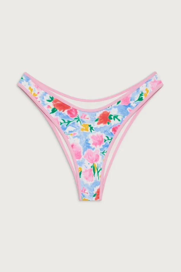 Frankies Bikinis Dove Classic Bikini Bottom Painted Petals Women Bikinis