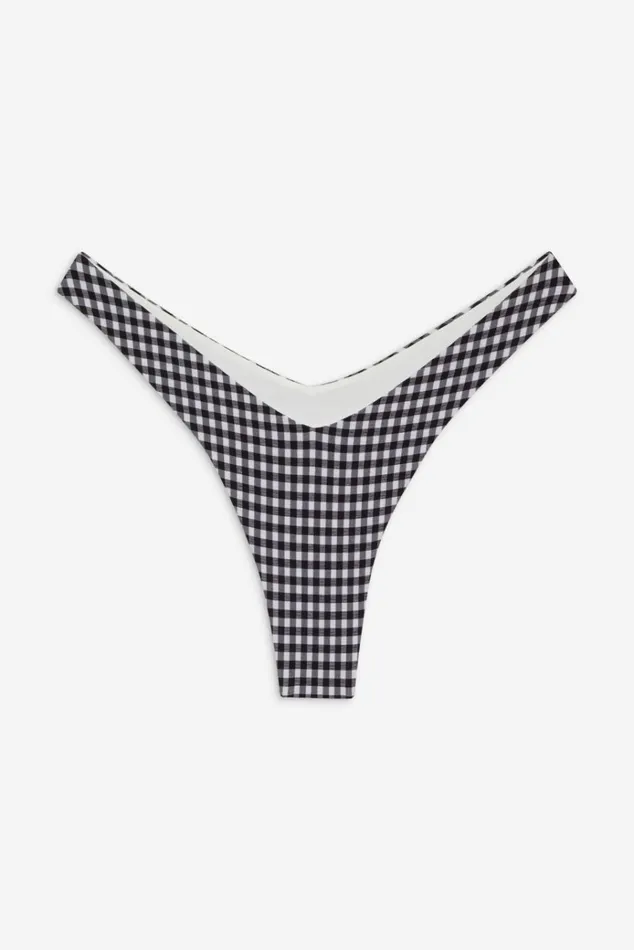 Frankies Bikinis Enzo Gingham Cheeky Bikini Bottom Blackberry Gingham Women Bikinis