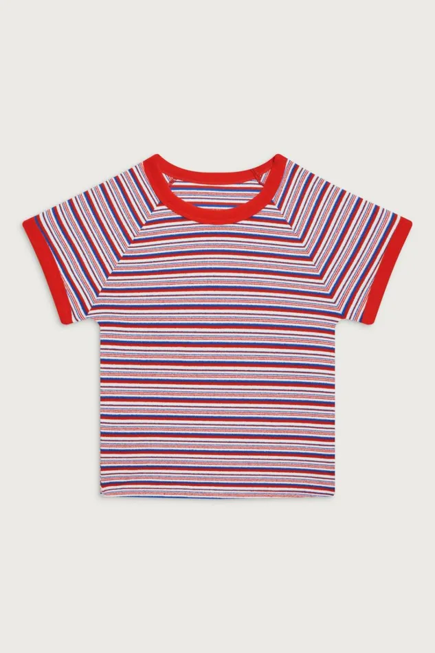 Frankies Bikinis Jane Terry Cropped Tee American Summer Women Tops