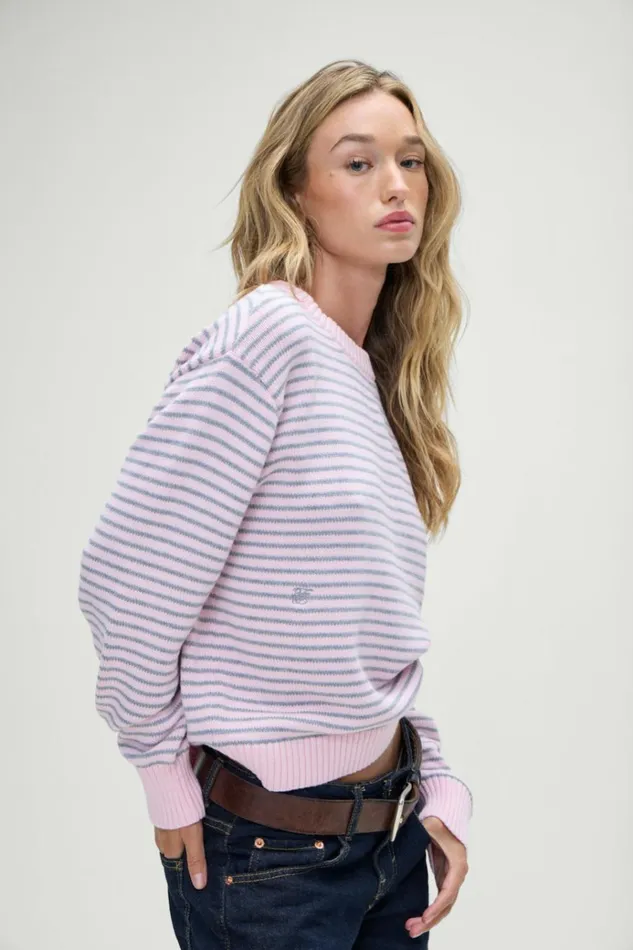 Frankies Bikinis Kip Oversized Sweater Rosewater Stripe Women Tops