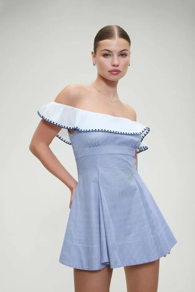 Frankies Bikinis Lilah Striped Mini Dress Midnight Stripe Women Dresses