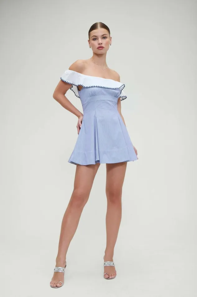 Frankies Bikinis Lilah Striped Mini Dress Midnight Stripe Women Dresses