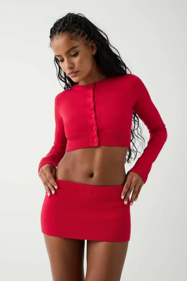 Frankies Bikinis Marialla Cloud Knit Mini Skort Burning Love Women Bottoms