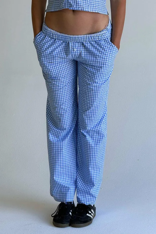 Frankies Bikinis Raleigh Cotton Pant Cloud Gingham Women Matching Sets