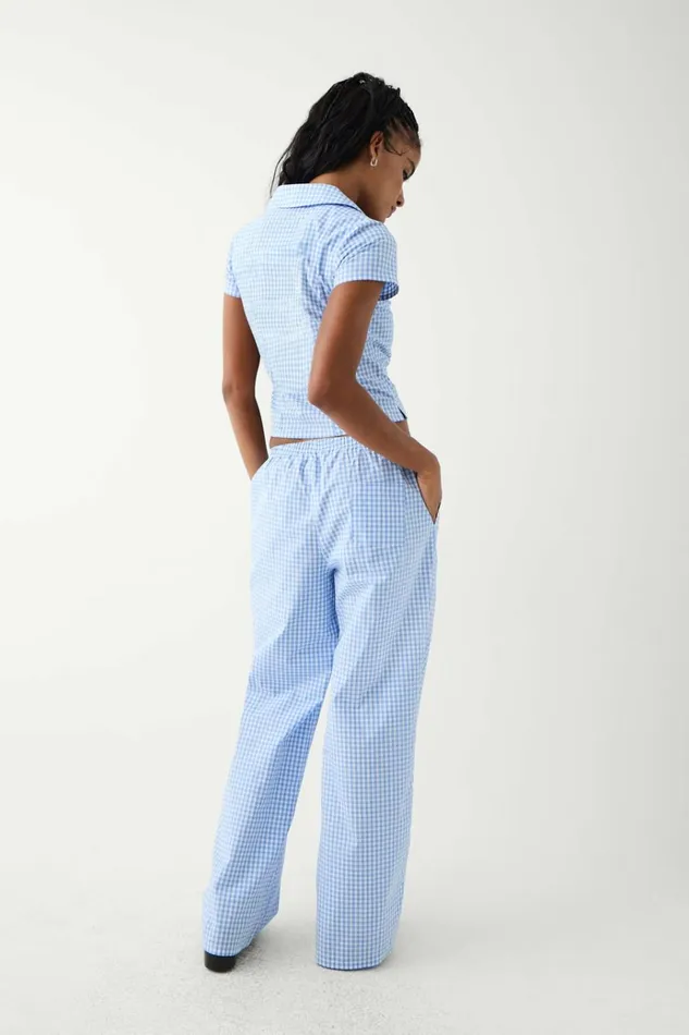 Frankies Bikinis Raleigh Cotton Pant Cloud Gingham Women Matching Sets