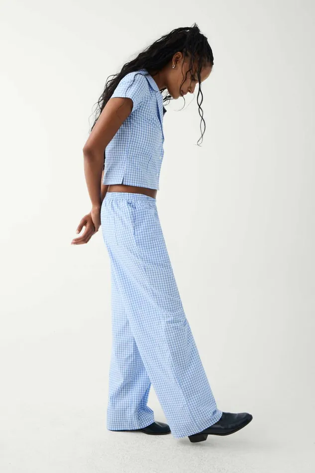 Frankies Bikinis Raleigh Cotton Pant Cloud Gingham Women Matching Sets