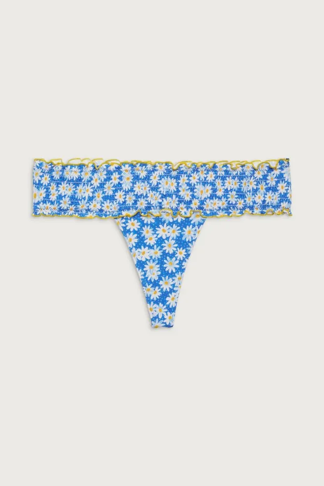Frankies Bikinis Sofie Micro Bikini Bottom Blue Daisy Women Bikinis