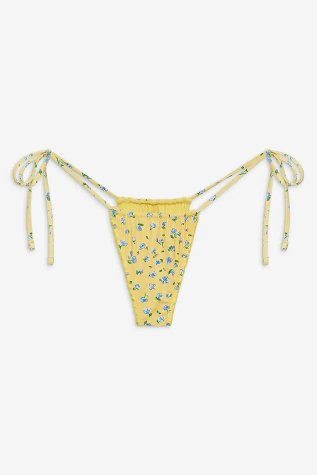Frankies Bikinis Tidal Floral Micro Bikini Bottom Sky Blossom Women Bikinis