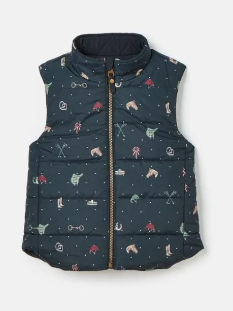 Gilets Girls Joules Navy Blue Showerproof Reversible Gilet