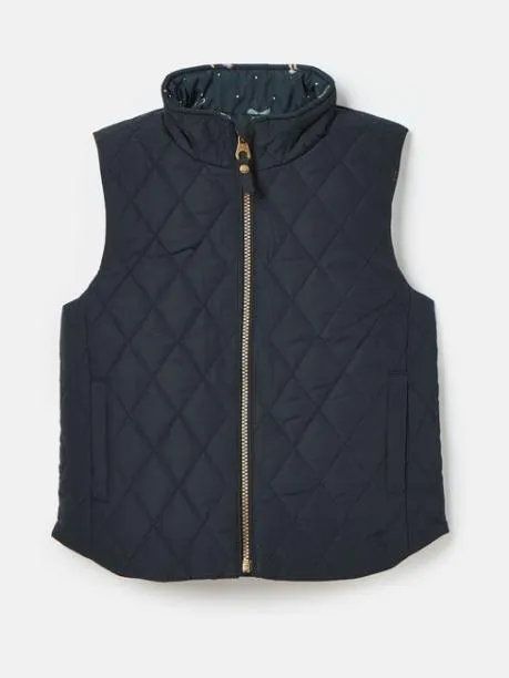 Gilets Girls Joules Navy Blue Showerproof Reversible Gilet