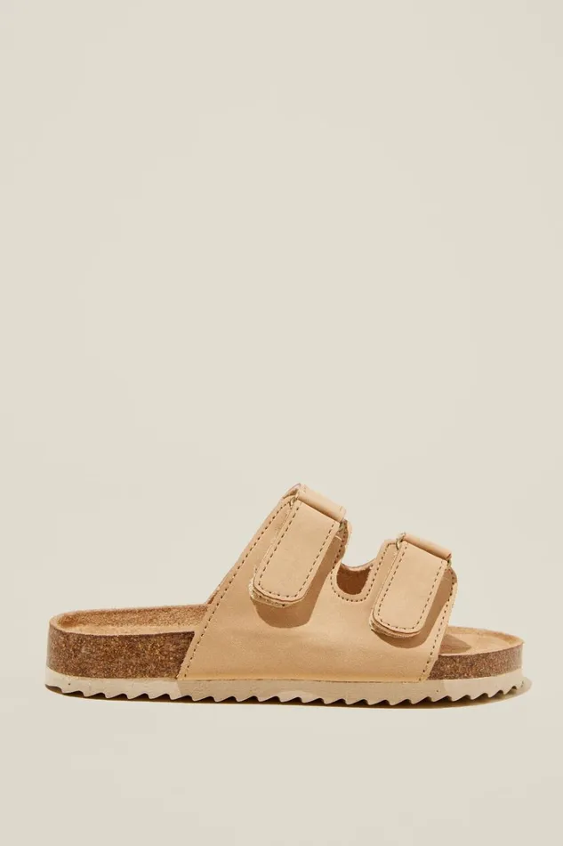 GirlsBoys Flats and Sandals Cotton On Frankie Double Strap Slide Taupy Brown