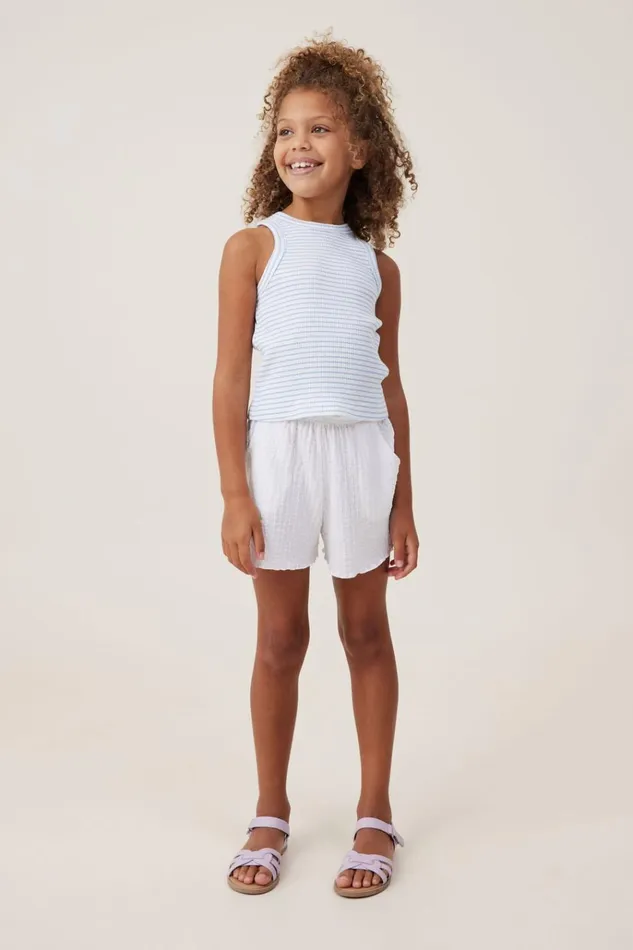 Girls Tops and TShirts Cotton On Eleanor Tank Whitedusk Blue Stripe Rib Girls Tops and TShirts Cotton On Eleanor Tank Whitedusk Blue Stripe Rib