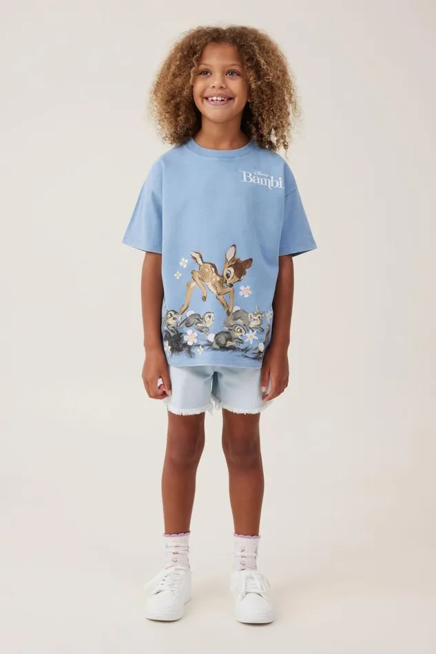 Girls Tops and TShirts Cotton On License Drop Shoulder Short Sleeve Tee Lcn Dis Bambidusty Blue Girls Tops and TShirts Cotton On License Drop Shoulder Short Sleeve Tee Lcn Dis Bambidusty Blue