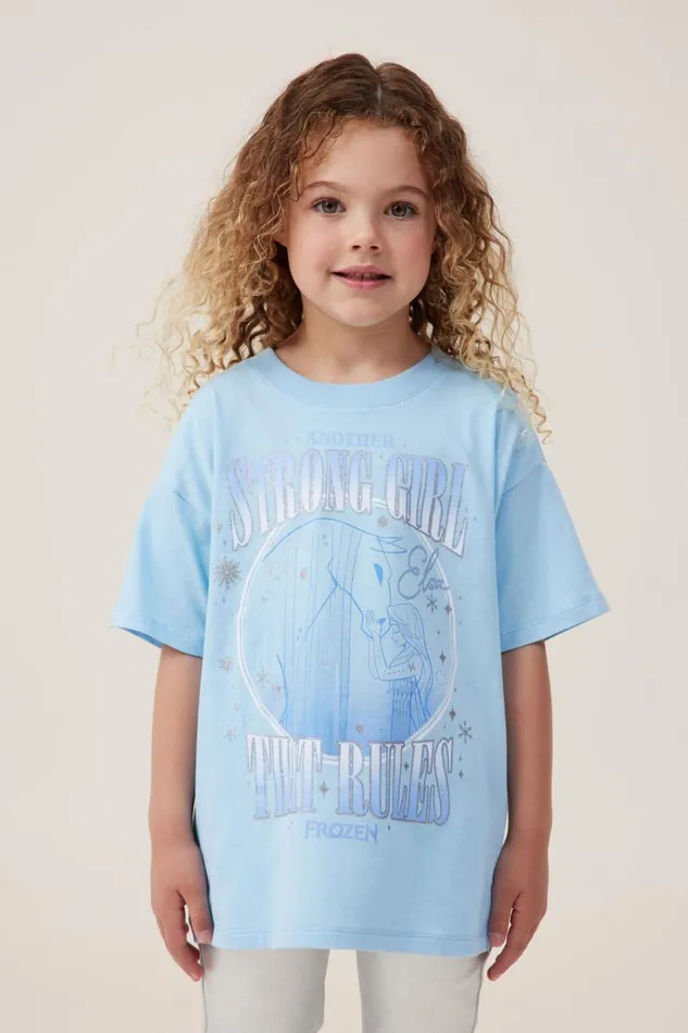Girls Tops and TShirts Cotton On License Drop Shoulder Short Sleeve Tee Lcn Dis Elsa Strong Girlsky Haze Girls Tops and TShirts Cotton On License Drop Shoulder Short Sleeve Tee Lcn Dis Elsa Strong Girlsky Haze