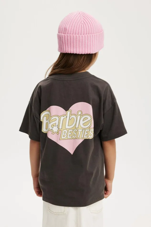Girls Tops and TShirts Cotton On License Drop Shoulder Short Sleeve Tee Lcn Mat Barbie Bestiesphantom Girls Tops and TShirts Cotton On License Drop Shoulder Short Sleeve Tee Lcn Mat Barbie Bestiesphantom