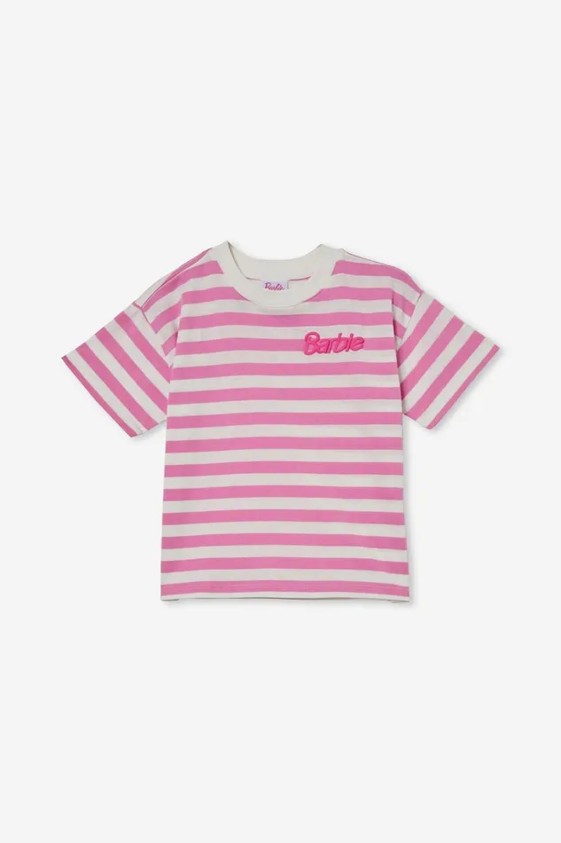 Girls Tops and TShirts Cotton On License Drop Shoulder Short Sleeve Tee Lcn Mat Barbie Logopink Gerbera Stripe Girls Tops and TShirts Cotton On License Drop Shoulder Short Sleeve Tee Lcn Mat Barbie Logopink Gerbera Stripe