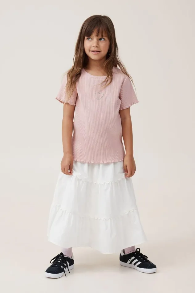 Girls Tops and TShirts Cotton On Raya Rib Baby Tee Zephyrheart Diamontes Girls Tops and TShirts Cotton On Raya Rib Baby Tee Zephyrheart Diamontes