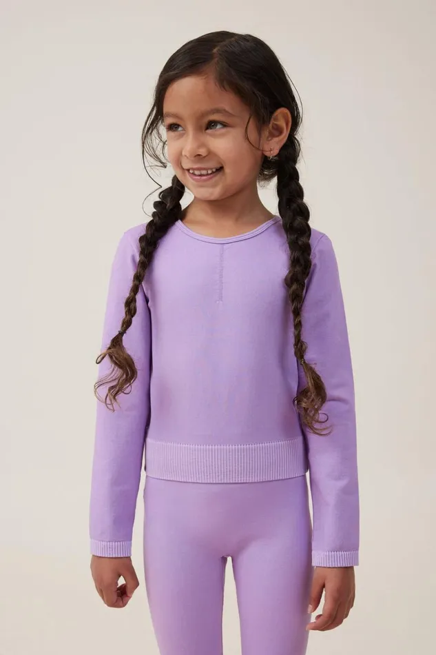 Girls Tops and TShirts Cotton On Summer Long Sleeve Top Lilac Drop Wash