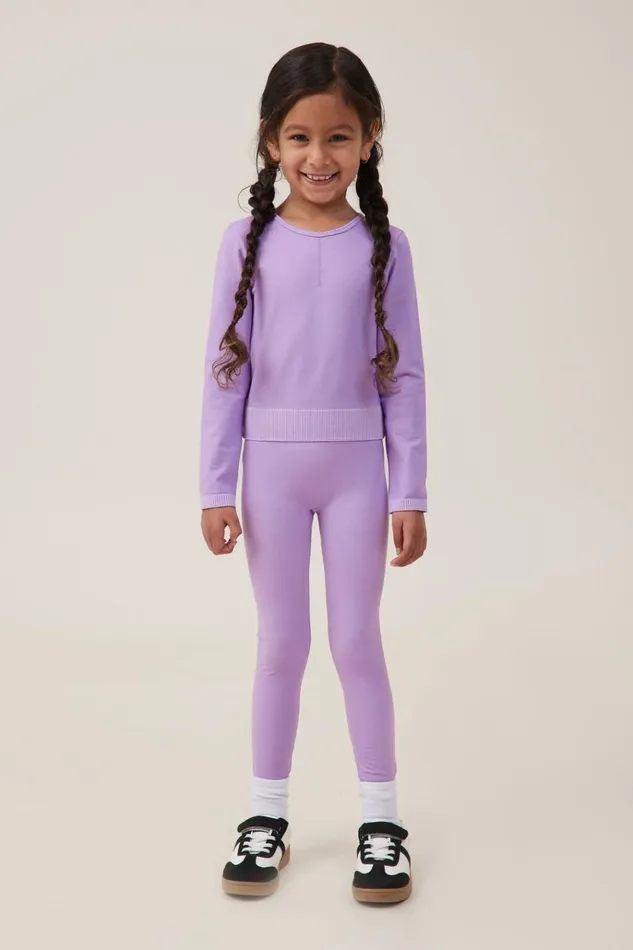 Girls Tops and TShirts Cotton On Summer Long Sleeve Top Lilac Drop Wash