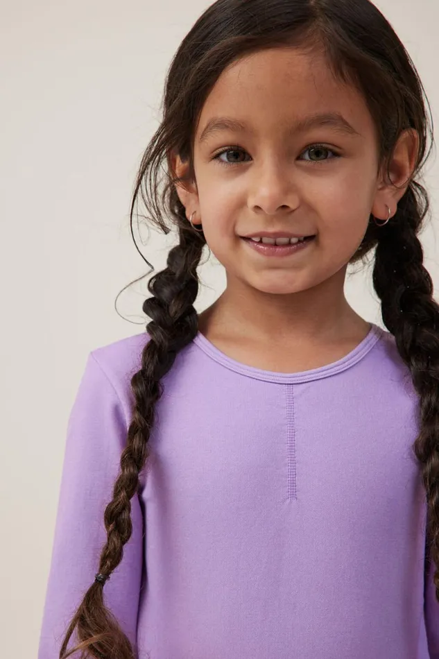 Girls Tops and TShirts Cotton On Summer Long Sleeve Top Lilac Drop Wash