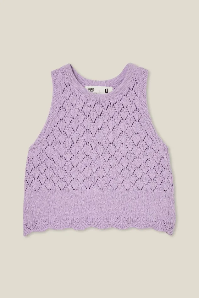 Girls Tops and TShirts Cotton On Taylor Crochet Top Lilac Drop