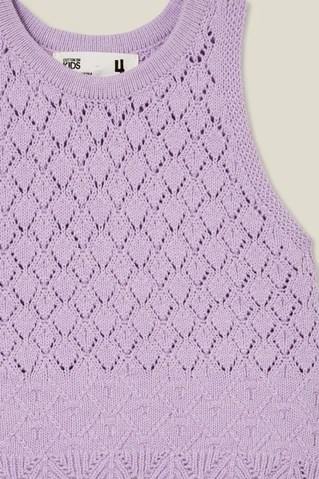 Girls Tops and TShirts Cotton On Taylor Crochet Top Lilac Drop