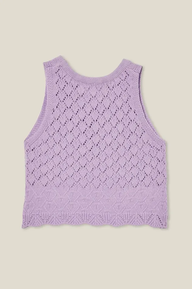 Girls Tops and TShirts Cotton On Taylor Crochet Top Lilac Drop