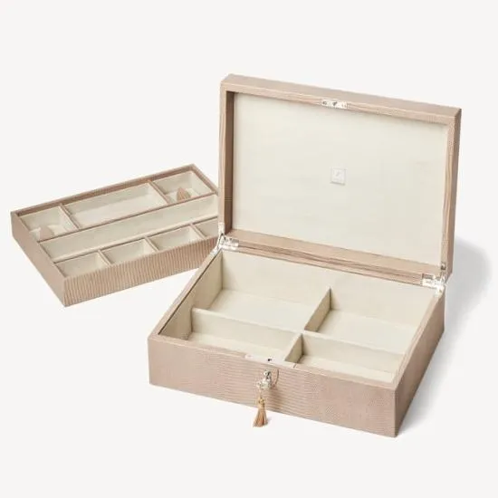Grand Luxe Jewellery Case Latte Lizard Women Aspinal Of London Jewellery Boxes
