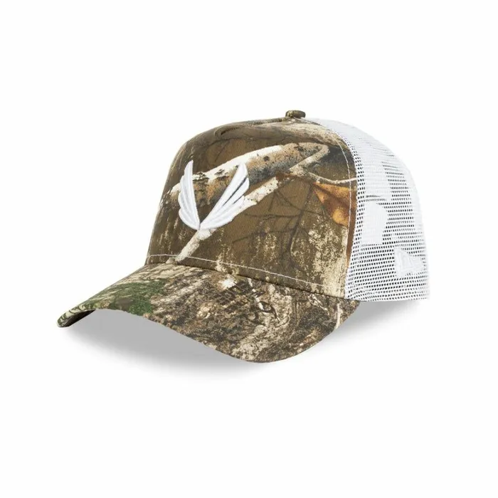 Hats and Headwear Men ASRV New Era 9Forty AFrame Trucker Hat Realtreewhite wings