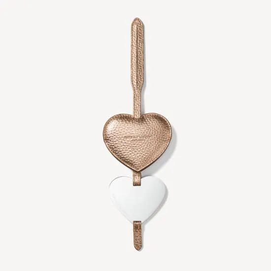 Heart Mirror Handbag Charm Champagne Pebble Women Aspinal Of London Key Rings Heart Mirror Handbag Charm Champagne Pebble Women Aspinal Of London Key Rings