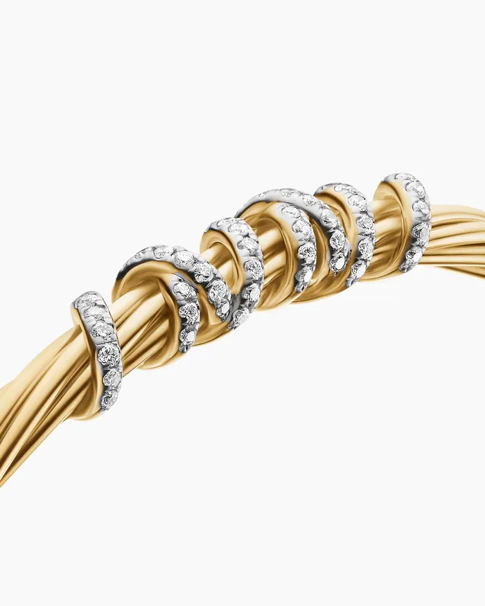 Helena Center Station Bracelet In 18K Yellow Gold With Diamonds 4mm Women David Yurman Cuff Helena Center Station Bracelet In 18K Yellow Gold With Diamonds 4mm Women David Yurman Cuff