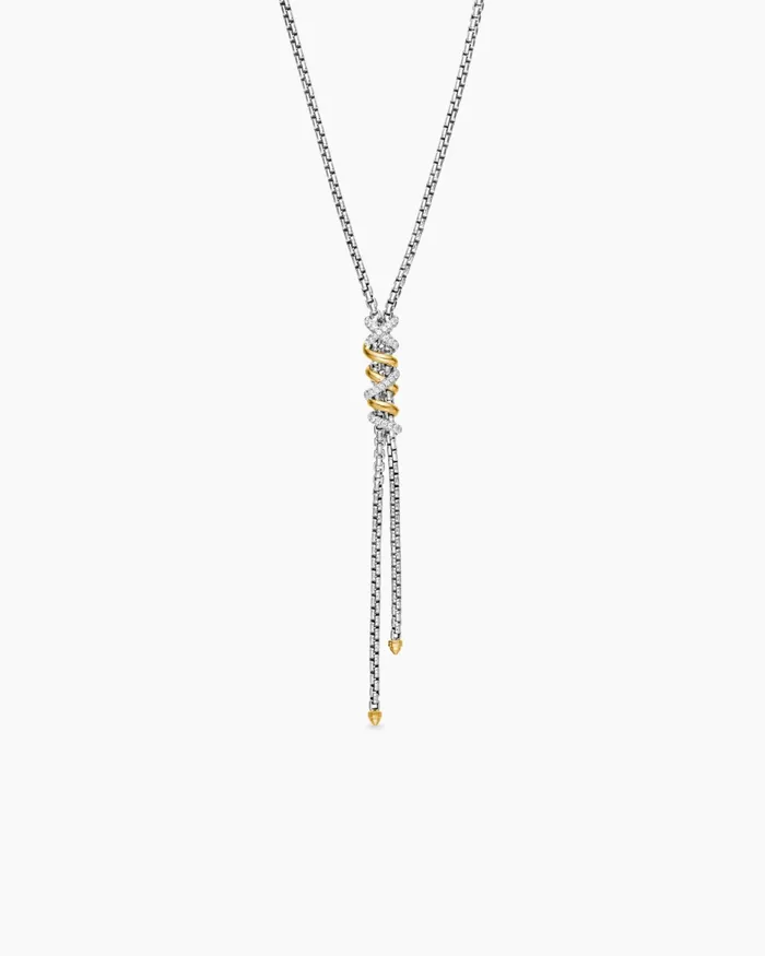 Helena Y Necklace In Sterling Silver With 18K Yellow Gold With Diamonds Women David Yurman Y Necklace Helena Y Necklace In Sterling Silver With 18K Yellow Gold With Diamonds Women David Yurman Y Necklace